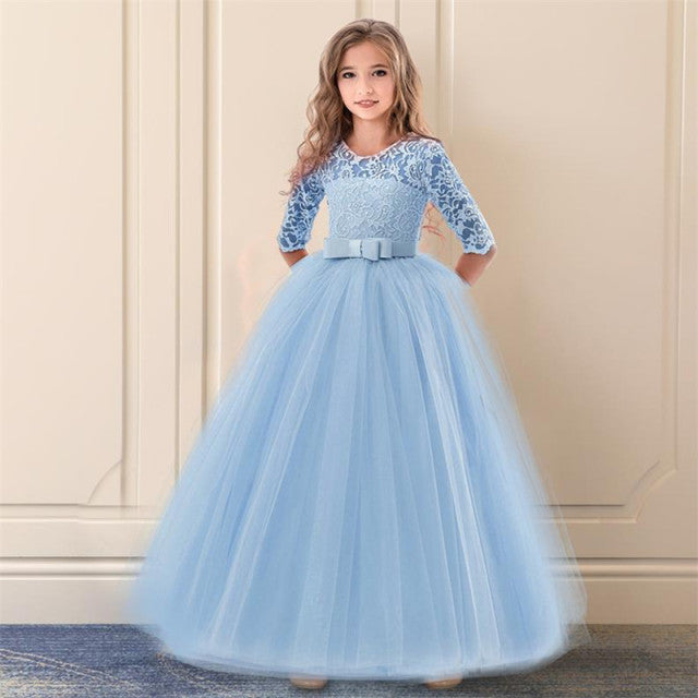 Vintage Flower Girls Long Dress for Girls