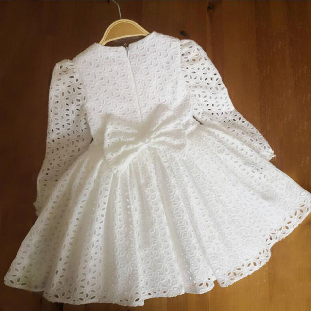 Flower New Year Princess Dress For Girl Autumn Long Sleeve Cloth Vintage Lace Tulle Christmas Vestido Kids Dresses For Wedding